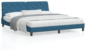 3213871 vidaXL Cadru de pat cu lumini LED, albastru, 180x200 cm, catifea