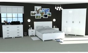 Dormitor Dynasty Alb cu pat 140x200 cm