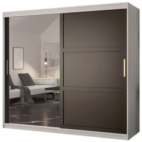 Dulap de haine Riven 2 200 (alb mat + negru mat) (cu oglindă). 1064182