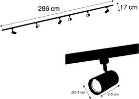 Sistem de iluminat cu șine inteligente cu 6 spoturi albe monofazate 300 cm - Iconic Jeana