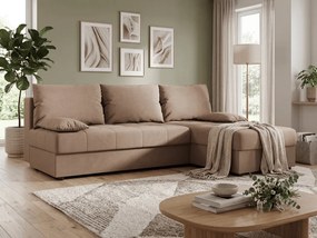 Coltar extensibil de colt VENORIA SLIM, bej, reversibil, 200x143 cm + 2 perne GRATUIT