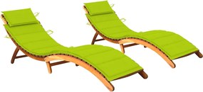 vidaXL Șezlonguri cu perne, 2 buc., lemn masiv de acacia