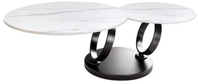Masuta de cafea moderna cu doua blaturi rotative din ceramica DANCING RINGS 80-135cm