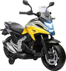 AIYAPLAY Motocicletă Electrică Copii, Licențiată Honda, Faruri Roți Antrenament, Galbenă | Aosom Romania