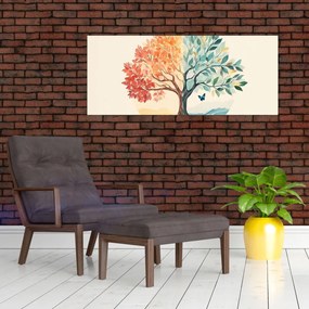 Tablou – Arbore dual cu fluture (120x50 cm)