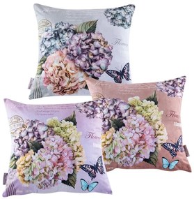 Set de 3 fețe pernuțe HORTENSII, 45 x 45 cm
