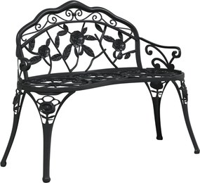 vidaXL Bancă de grădină, negru, 100 cm, aluminiu turnat