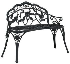 317740 vidaXL Bancă de grădină, negru, 100 cm, aluminiu turnat