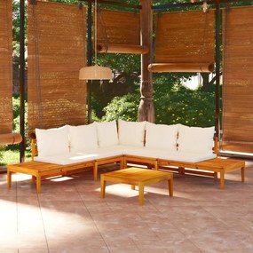 3087266 vidaXL Set mobilier grădină perne alb/crem, 4 piese, lemn de acacia