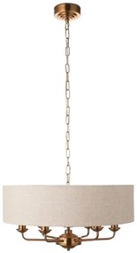 Endon 110722 - Lustră suspendată pe lanț HIGHCLERE, 6xE14/40W/230V, bej/alamă, diametru 55 cm