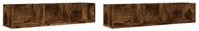 840438 vidaXL Dulapuri perete 2 buc stejar afumat 75x18x16,5cm lemn prelucrat