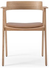 Scaun de dining maro/în culoare naturală cu cotiere din piele Flip – Gazzda