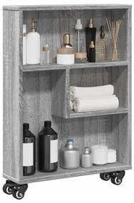 vidaXL Cărucior depozitare îngust gri sonoma 48x13x68cm lemn prelucrat