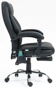 RESIGILAT- Scaun directorial cu Masaj si Incalzire, 8 puncte de masaj, Piele PU, Negru