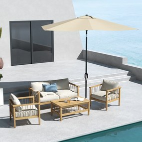 Outsunny Umbrelă rectangulară înclinabilă 2x3 m cu manivelă pânză din poliester impermeabilă de înaltă densitate 180g/m² crem | Aosom Romania