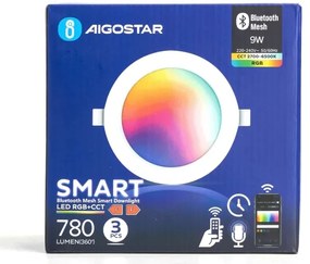 SET 3x corp de iluminat LED RGBW dimabil încastrat Aigostar MESH 9W/230V 2700K-6500K d. 14,5cm