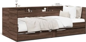 vidaXL Pat de zi cu sertare fără saltea, stejar maro, 75x190 cm