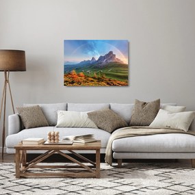 Tablou pe sticlă cu curcupeu deasupra stâncilor (70x50 cm)