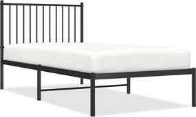 vidaXL Cadru de pat metalic cu tăblie, negru, 90x190 cm