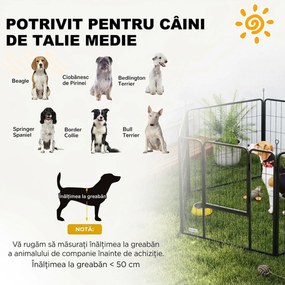 PawHut Țarc pentru Câini Portabil din 6 Panouri, 160x80x80 cm, Negru | Aosom Romania