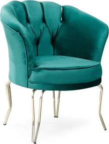 Fotoliu Viena, scaun, verde-auriu, picioare metal auriu, Homs