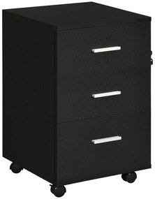 Vinsetto Dulap de Birou Depozitare Birou pe Rotile 3 Sertare Încuiabile 40 x 40 x 61,5 cm Negru | Aosom Romania