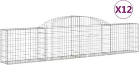 vidaXL Coșuri gabion arcuite, 12 buc., 300x30x60/80cm, fier galvanizat
