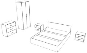 Set haaus V2, Pat 200 x 140 cm, Stejar Alb/Antracit