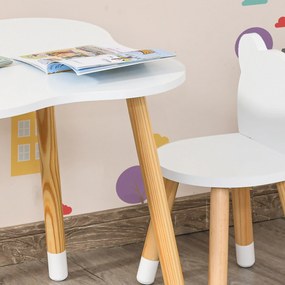 HOMCOM Set de Masă și Scaun din Lemn pentru Copii, Masă de Activități pentru Copii cu Vârsta de 3+ ani, 56x56x50 cm, Gri | Aosom Romania