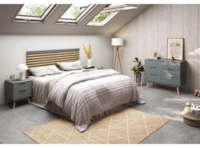 Tăblie de pat în culoare naturală/verde prăfuit cu aspect de lemn de pin 163x100 cm Estefania – Marckeric