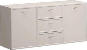 Comodă suspendată cu sertare Lorini 150 cm - cașmir / mânere aurii tip T-bar