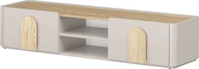 Comodă TV cu sertar Amilio 170 cm - cașmir / stejar uleiat / mânere stejar deschis