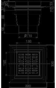 Sifon pardoseala cu gratar otel inoxidabil, 150x150 mm iesire verticala si guler izolatie Alcadrain APV13 verticala