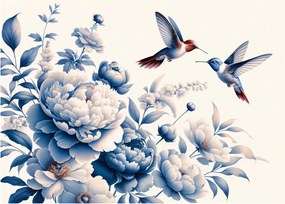 Tablou pe sticlă - Colibri deasupra florii (70x50 cm)