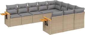 vidaXL Set canapele de grădină cu perne, 10 piese, bej, poliratan