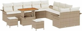 vidaXL Set de canapele pentru grădină cu pernă 13 pcs Bej și crem