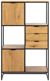 Bibliotecă neagră în decor de stejar 85x141 cm Swindon - Actona