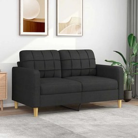 359095 vidaXL Canapea cu 2 locuri, negru, 140 cm, material textil