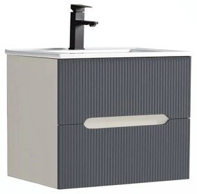 Trent 60 dulap de baie inferior cu chiuvetă ceramică (2 sertare) alb-gri antracit