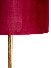 Lampă de podea vintage aurie cu nuanță roșie 40 cm - Simplo