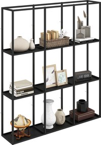 HOMCOM Etajeră de perete industrială 9 compartimente, etajeră modulară din metal pentru obiecte de colecție, 87,5x18x100cm Negru | Aosom Romania