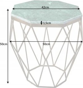 Masuta laterala design minimalist Diamond 50cm, marmura verde