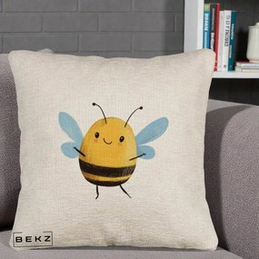 Perna Decorativa Buburuza pe Trifoi cu Patru Foi, 40x40 cm, Bej Canapea, Husa Detasabila, Perna Inclusa, BEKZ®