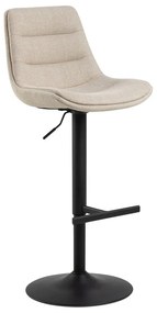 Scaun de bar negru/bej cu înălțime ajustabilă (înălțime șezut 65 cm) Adisa – Actona