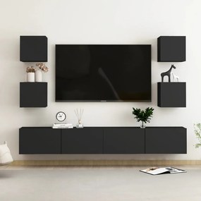 Set comode TV, 6 buc., negru, PAL 1, Negru, 100 x 30 x 30 cm