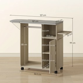 HOMCOM Dulap Masa Calcat – 3 Rafturi, Blat Burete &amp; Ghidaj Rufe | Aosom Romania