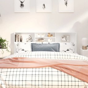Tăblie de pat cu dulap, alb, 180x19x103,5 cm