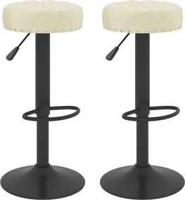 vidaXL Scaune de bar, 2 buc., crem, catifea