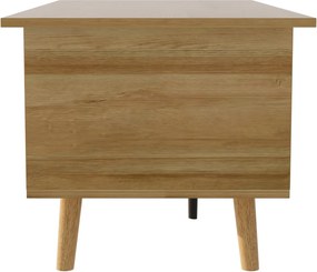 Masă de cafea cu blat rabatabil și uși din ratan, spațiu de depozitare practic,103x50x46 cm, Culoare naturală