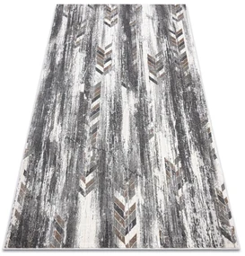 Covor NOBLE modern 9732 47 Herringbone vintage - structural pe două nivele de lână gri / beige